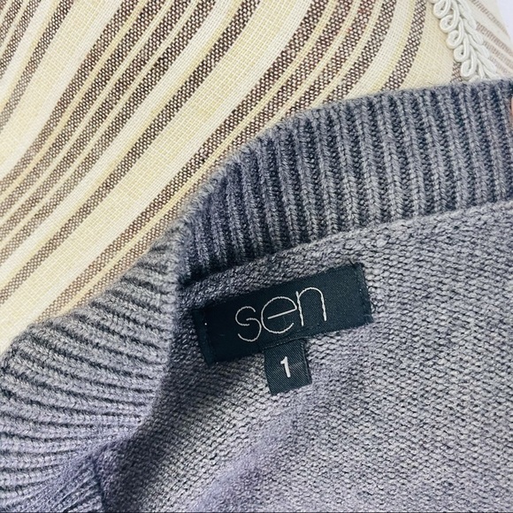 SEN Gwen Rip Design Gray Pullover Jumper Sweater - Picture 10 of 12